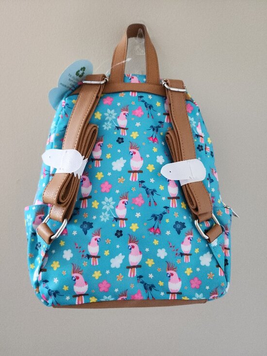 NWT Lily Bloom Galah Cockatoo Mini Backpack Teal Bird Print main image 9